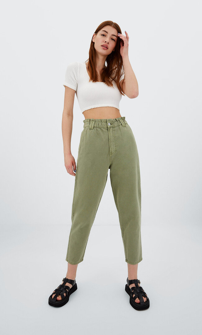 

Stradivarius Baggy-Jeans Aus Twill Khaki Xl