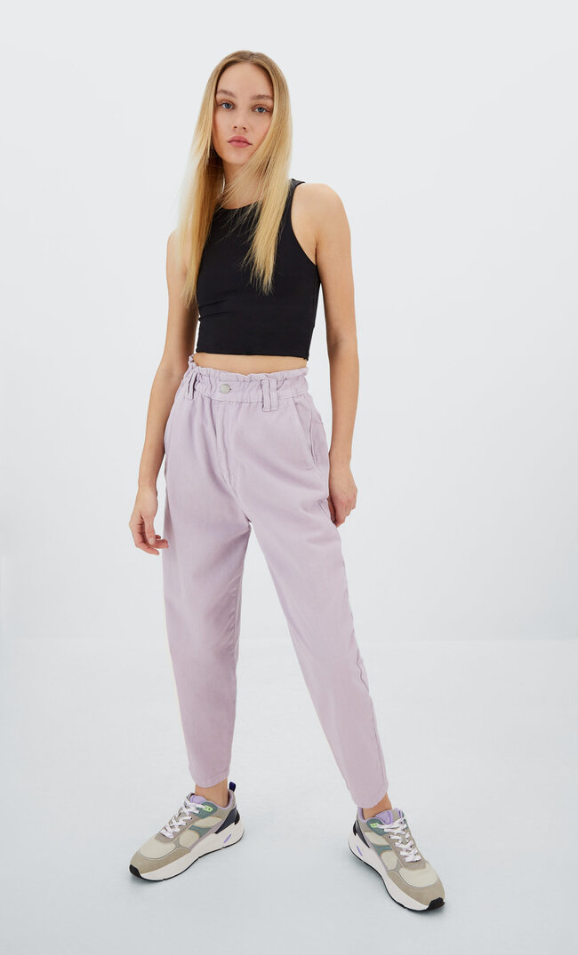 

Stradivarius Baggy-Jeans Aus Twill Malvenfarben M