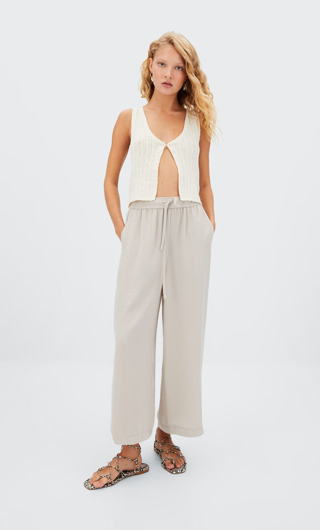 

Stradivarius Fließende Culotte Mit Kordel Steingrau Xs