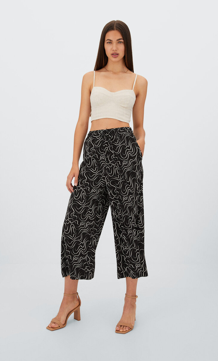 Flowing culottes with drawstrings