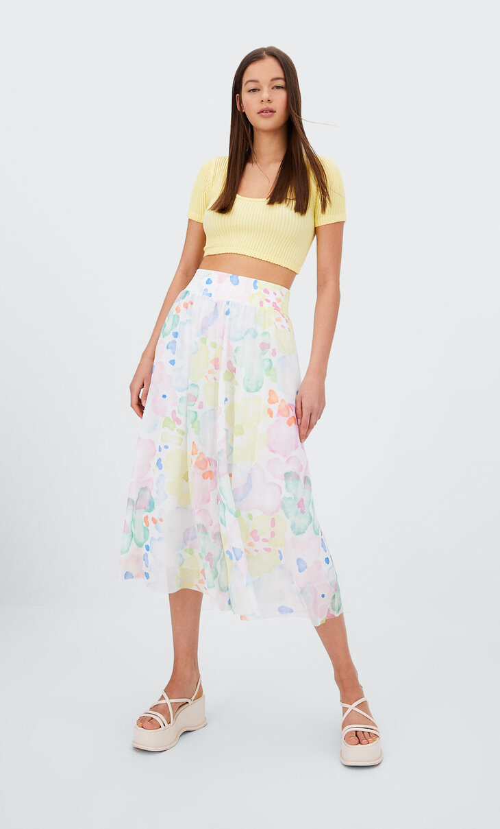 Printed tulle culottes
