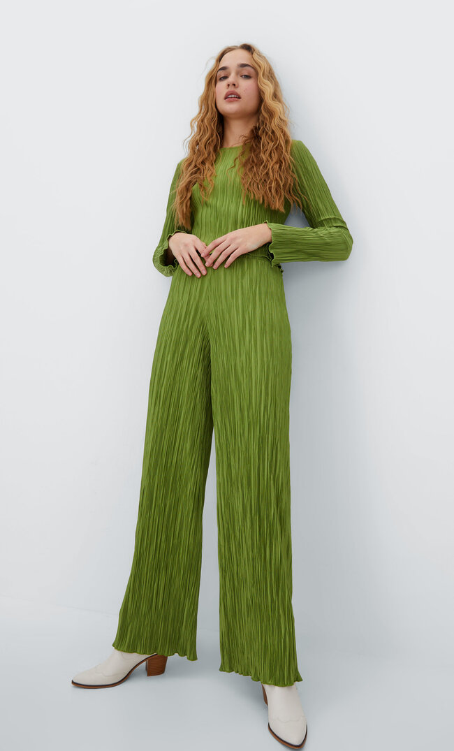 

Stradivarius Plissée-Hose Grün M
