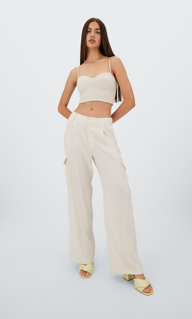 

Stradivarius Cargo-Stoffhose Ecru 44