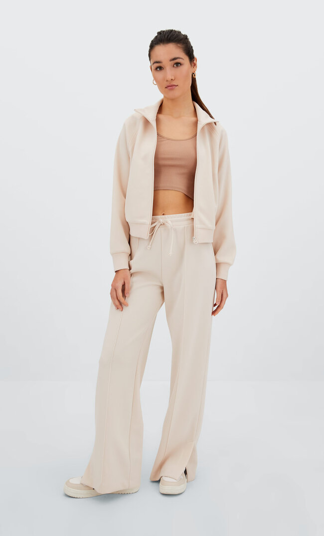 Stradivarius Wide Leg Hose Ecru L