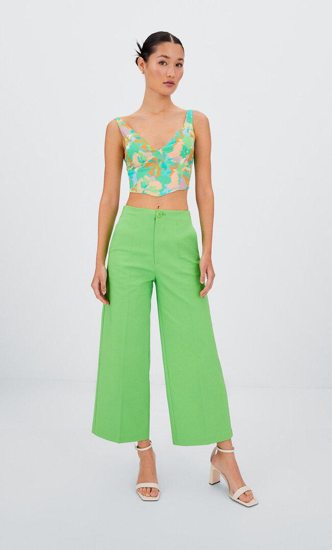 

Stradivarius Culotte-Bundfaltenhose Grün 36