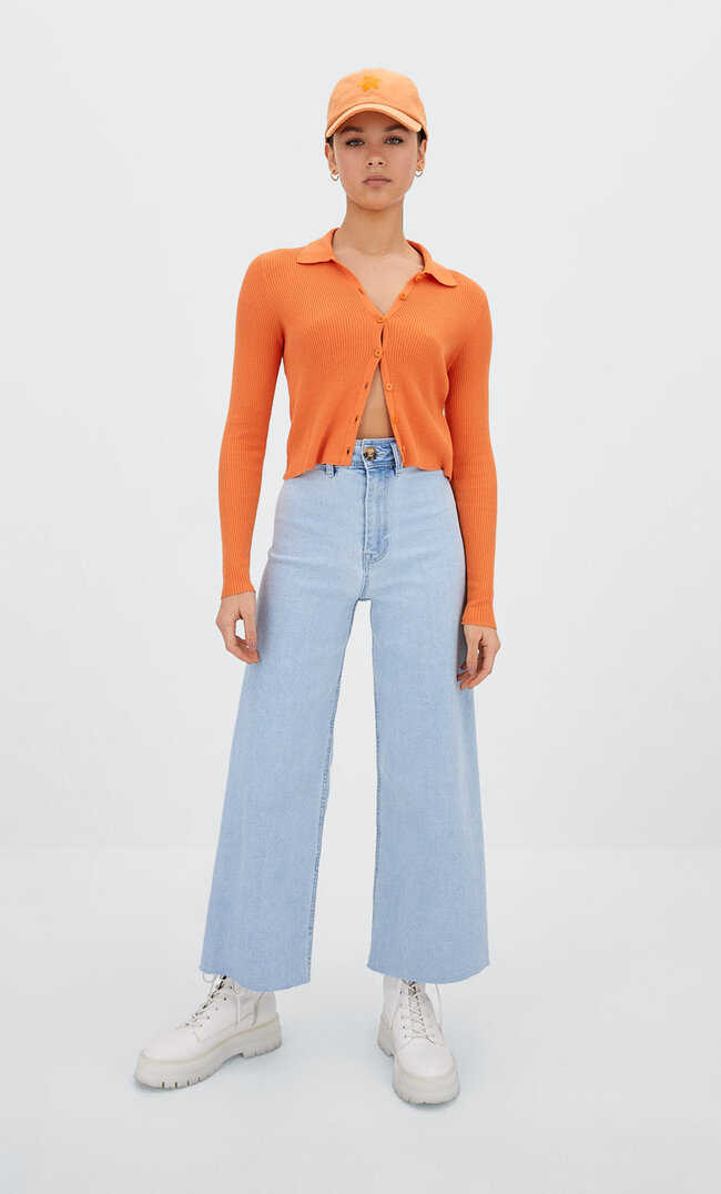

Stradivarius Twill-Culotte Ohne Naht Gebleichtes Denim 44
