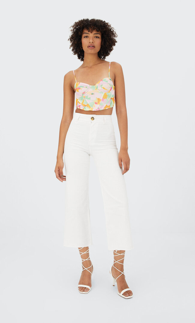 

Stradivarius Twill-Culotte Ohne Naht Weiß 38