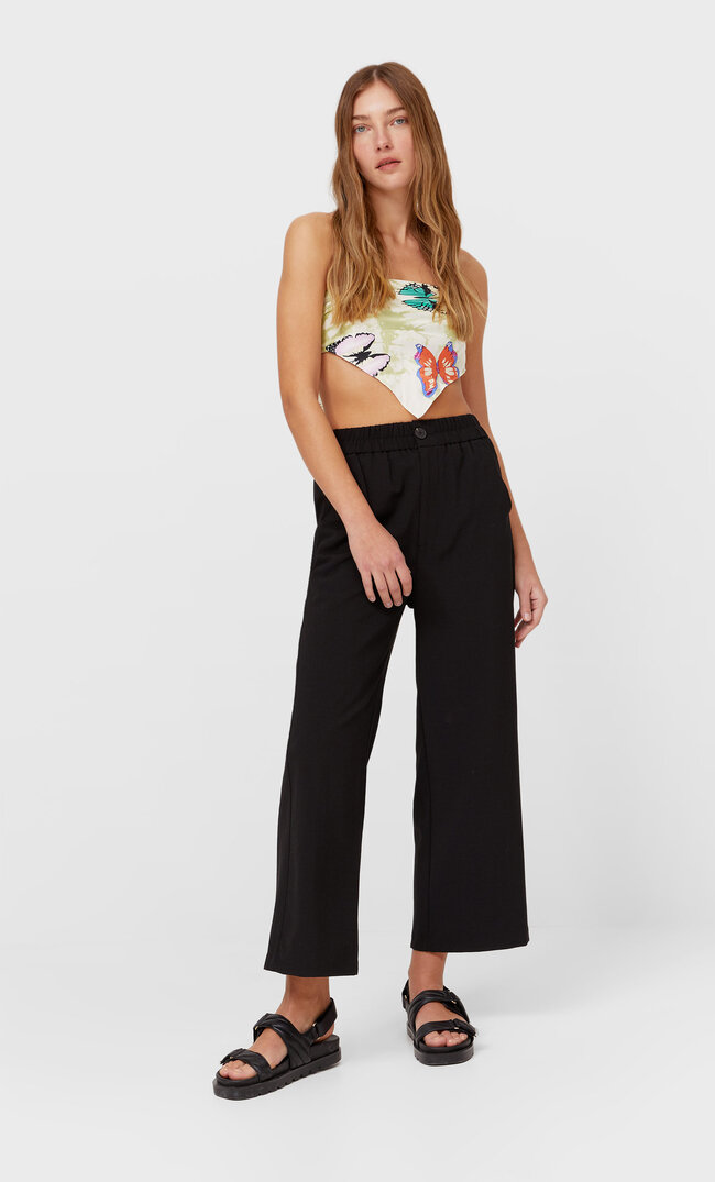 Stradivarius Rustikale Culotte Schwarz Xs