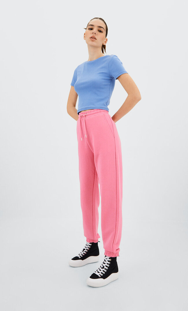 

Stradivarius Jogginghose Aus Plüschgewebe Kaugummirosa L