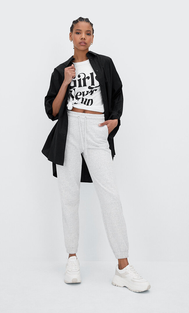 

Stradivarius Spodnie Jogger Z Dzianiny Dresowej Popielaty M