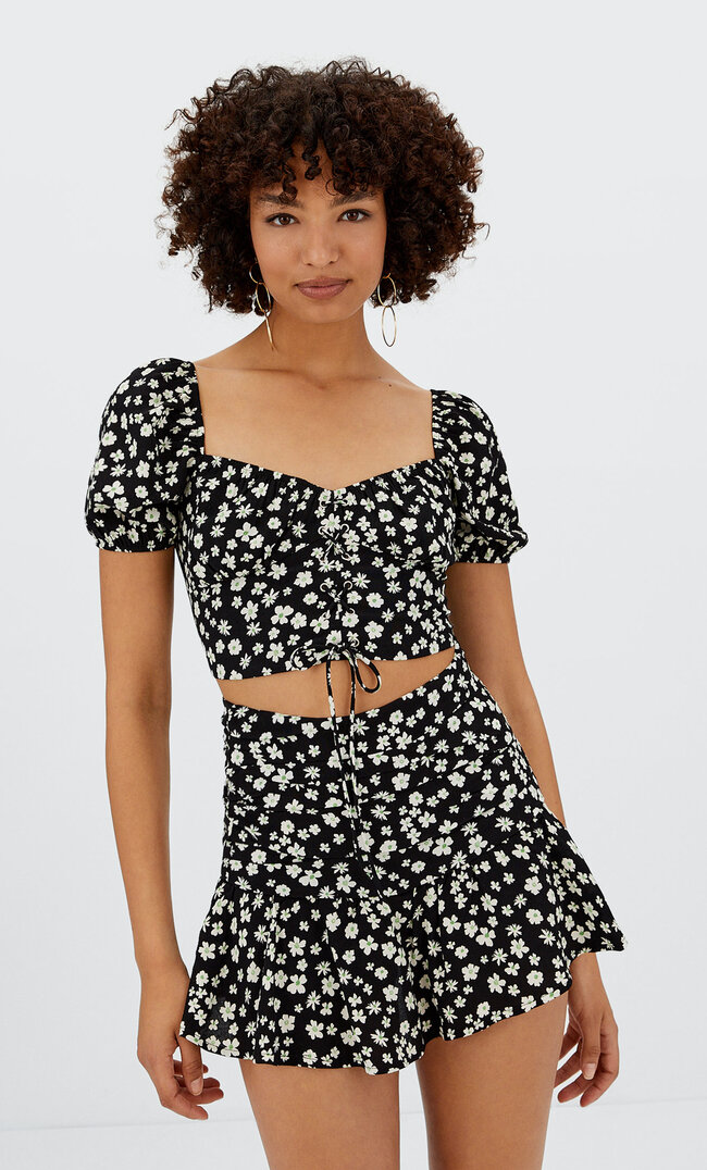 

Stradivarius Miniskort Mit Blumenprint Schwarz 32