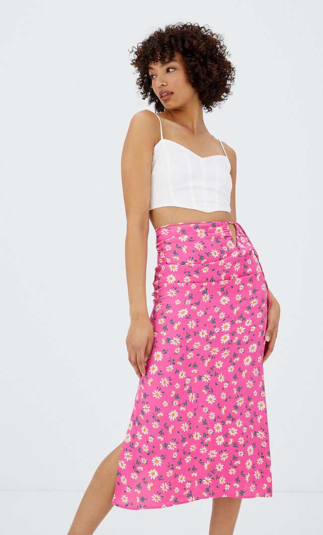 

Stradivarius Midirock Mit Print Kaugummirosa 36