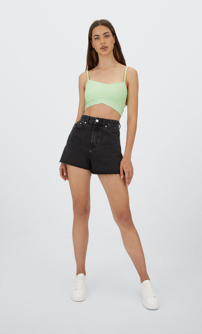 

Stradivarius Jeansshorts A Line Black Denim Washed 42
