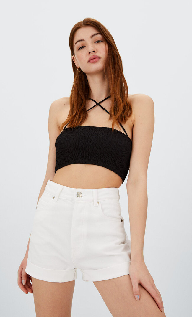 

Stradivarius Spodenki Mom Fit Biały 36