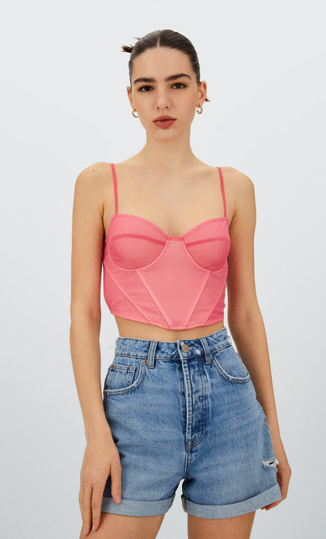 

Stradivarius Spodenki Mom Fit Denimowy Średni Light Blue 42