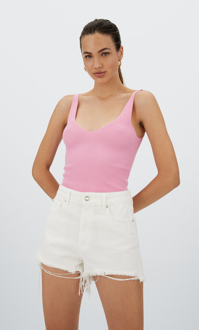 

Stradivarius Jeans Shorts Mit Rissen Vanille 34