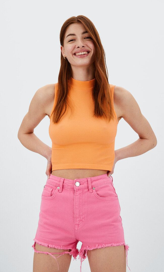 

Stradivarius Jeans Shorts Mit Rissen Fuchsia 38