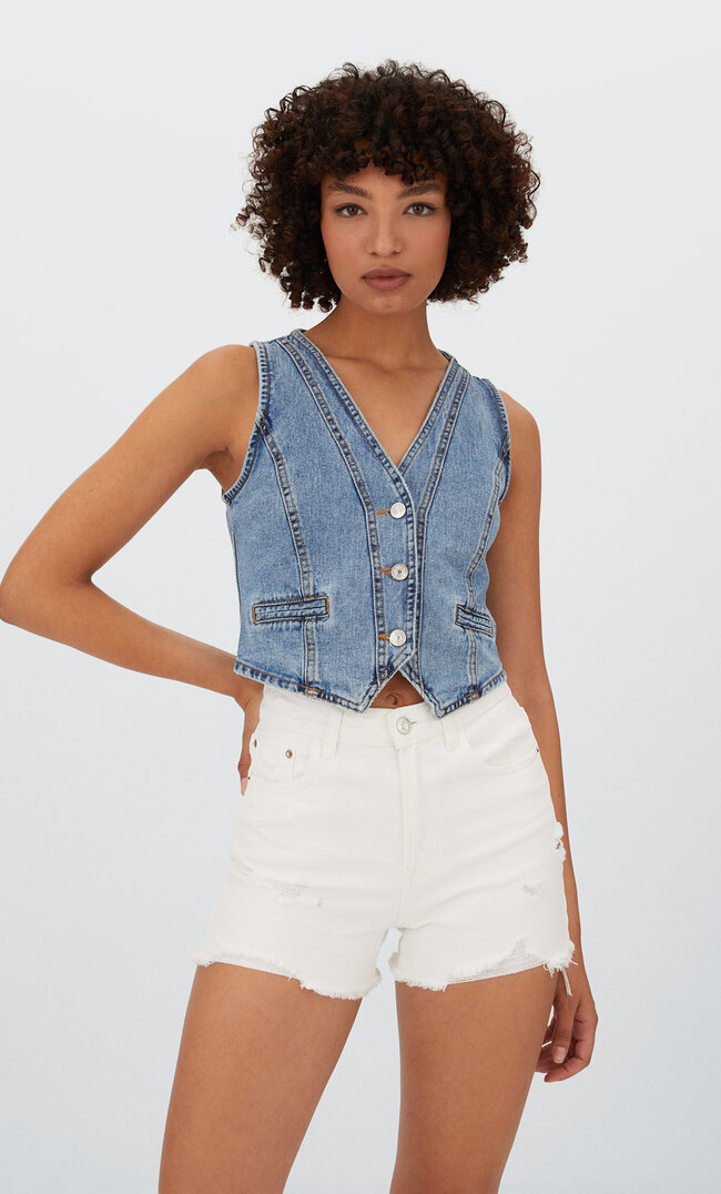 

Stradivarius Jeansshorts Mit Rissen Weiß 36