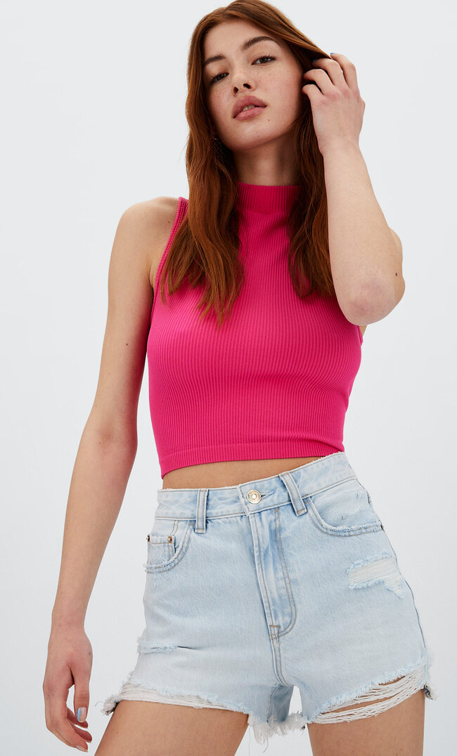 

Stradivarius Jeansshorts Mit Rissen Medium Light Blue Denim 36