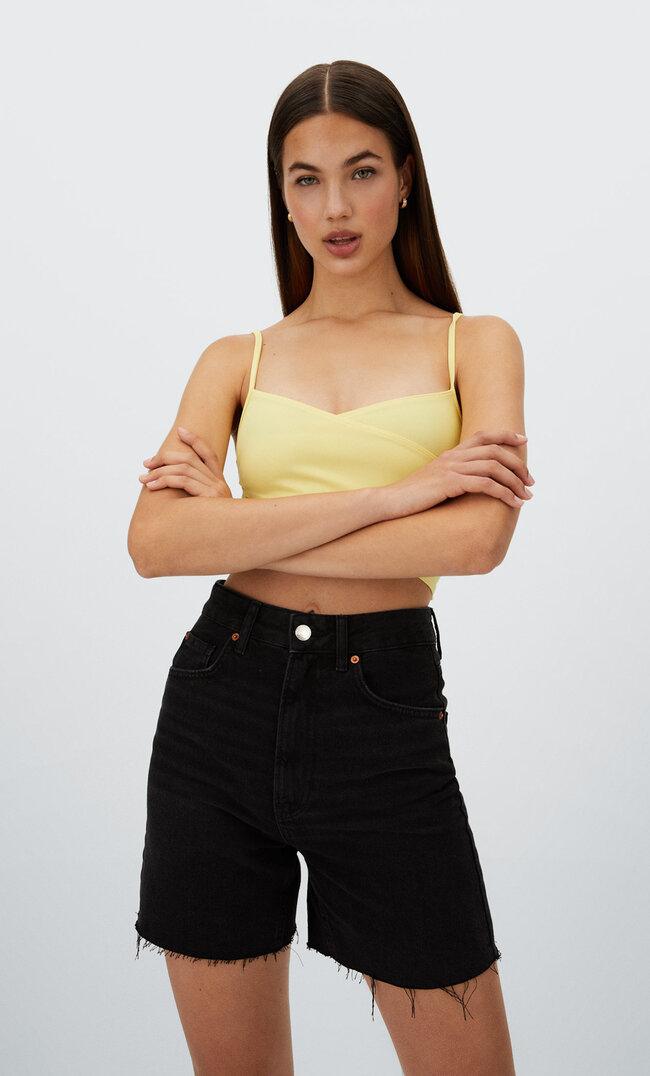 

Stradivarius Jeansshorts Longline Black Denim Washed 42