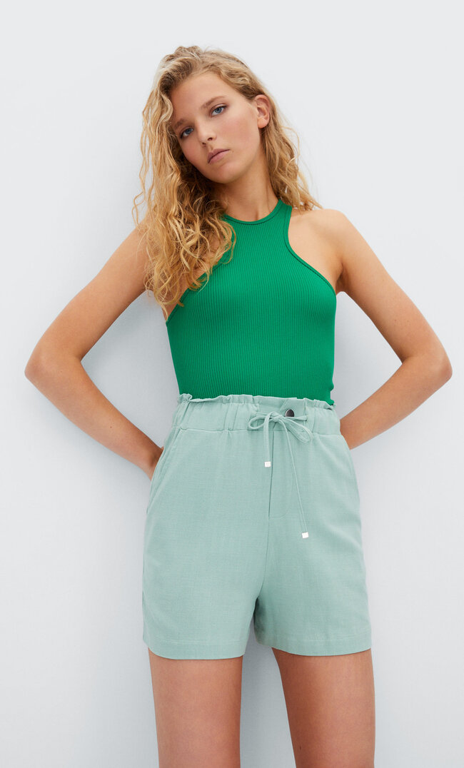 

Stradivarius Fließende, Rustikale Shorts Grün S