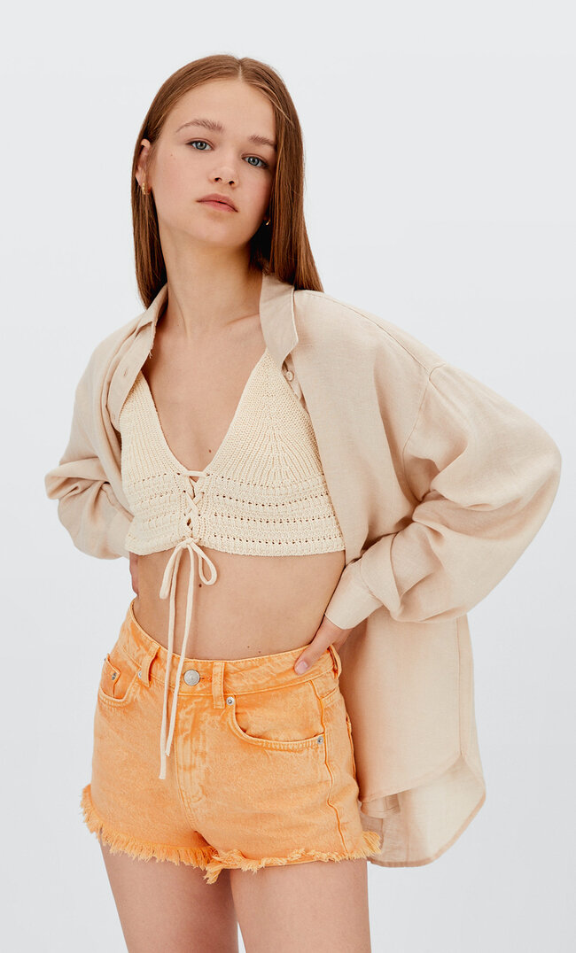 

Stradivarius Shorts Im Acid-Wash In Verschiedenen Farben Pfirsich 40