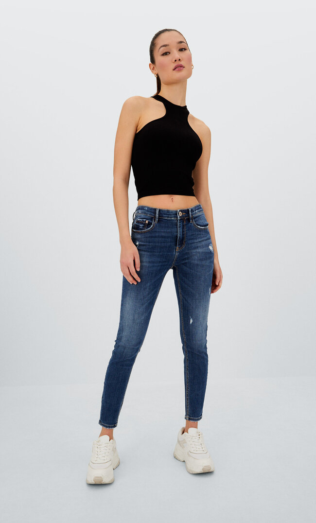 

Stradivarius Jeansy Skinny Fit Ze Średnim Stanem Szary Perłowy 36