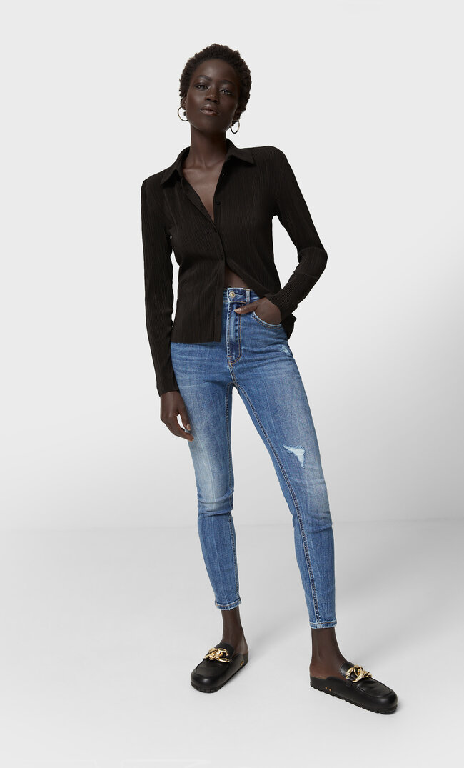 

Stradivarius Jeansy Skinny Ze Średnim Stanem Sprany 40