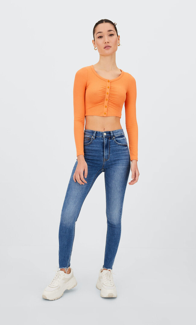 

Stradivarius Jeansy Skinny Ze Średnim Stanem Sprany 38