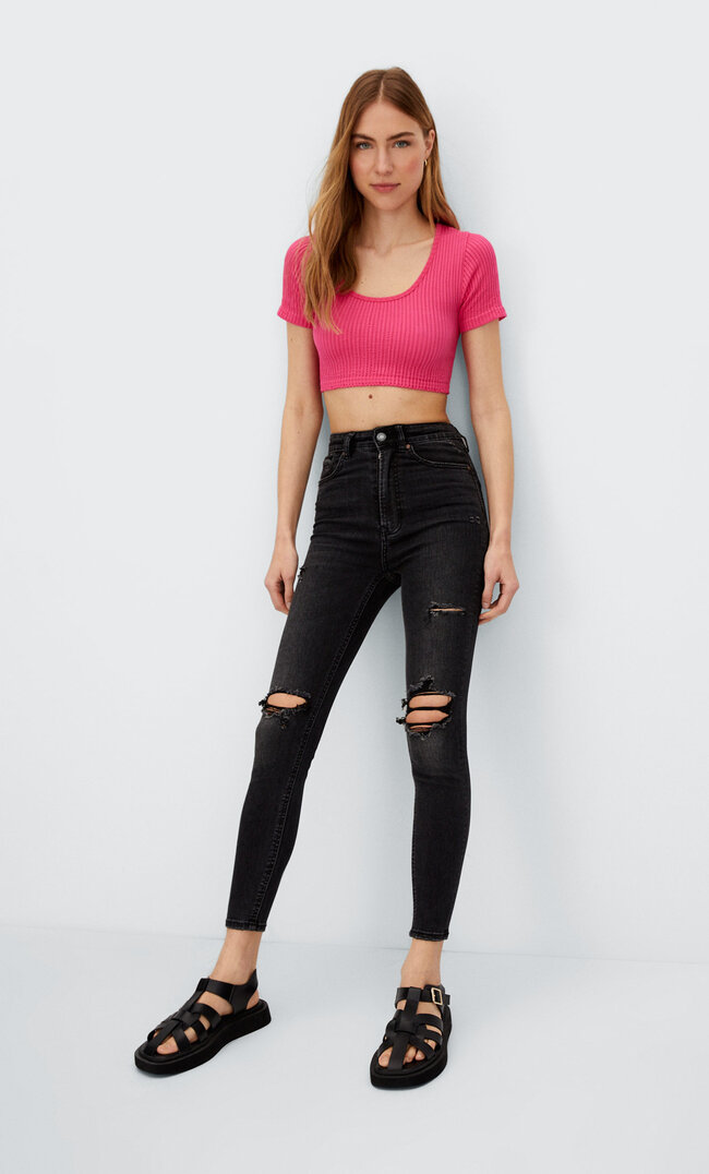 

Stradivarius Skinny-Jeans Black Denim Washed 32