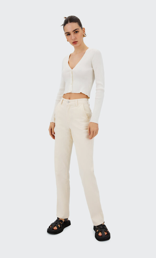 

Stradivarius Workwear-Hose Im Straight-Fit Vanille 40