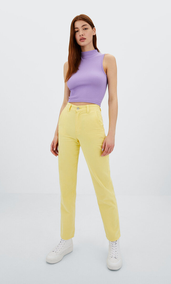 

Stradivarius Workwear-Hose Im Straight-Fit Pastellgelb 36