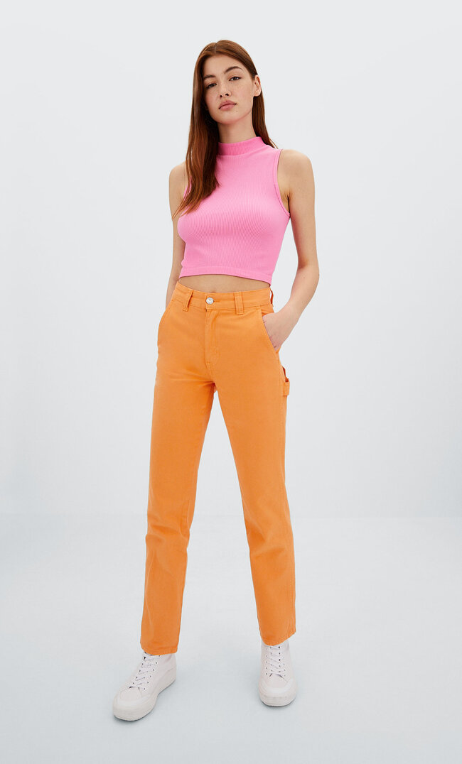 

Stradivarius Workwear-Hose Im Straight-Fit Mandarinenfarben 32
