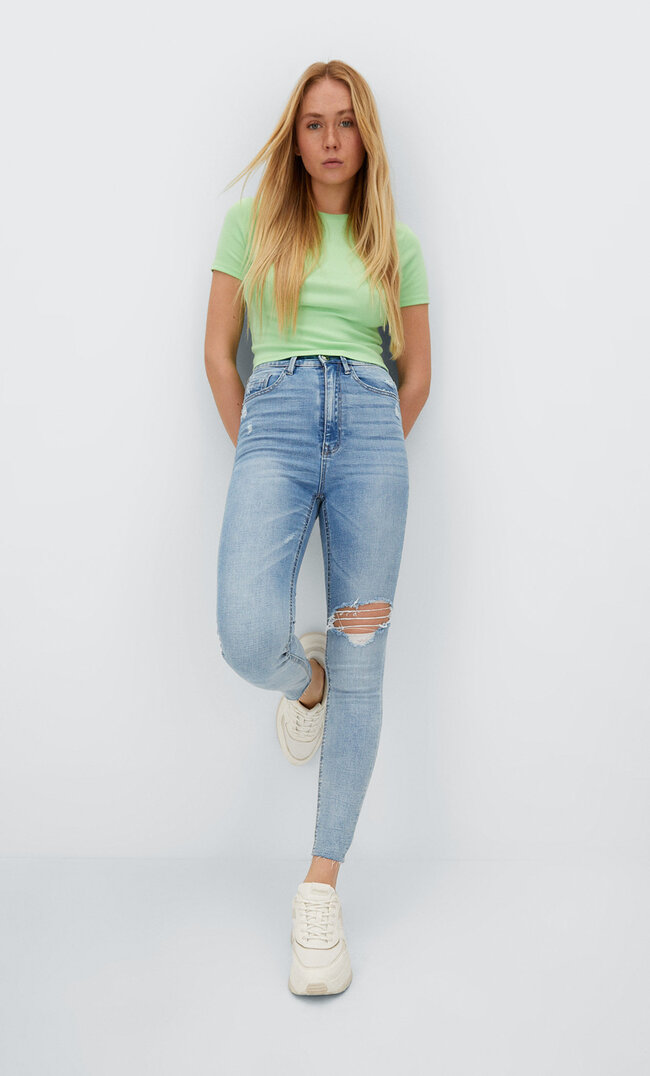 

Stradivarius Jeans Taille Très Haute Denim Bleu Clair Moyen 32