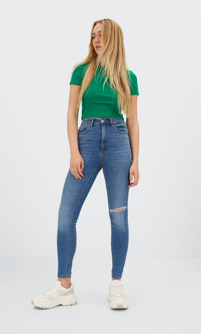 

Stradivarius Jeans Taille Très Haute Denim Bleu Foncé Moyen 42
