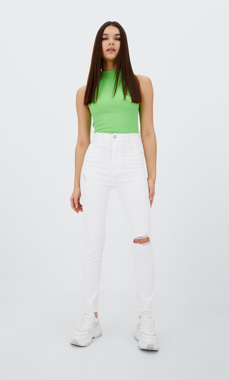 Jeans Tiro Medio Stradivarius Impecables Verde Olivo Jeans Tiro Medio Stradivarius Impecables Verde Olivo