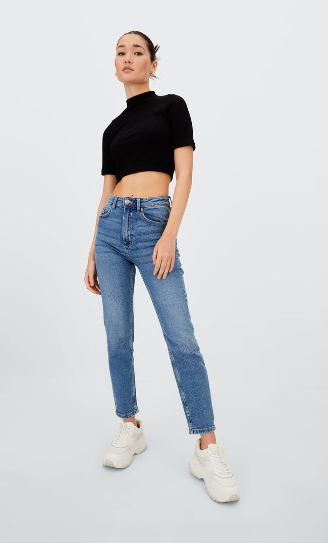 

Stradivarius Mom-Jeans Im Slim-Fit Dark Denim 36