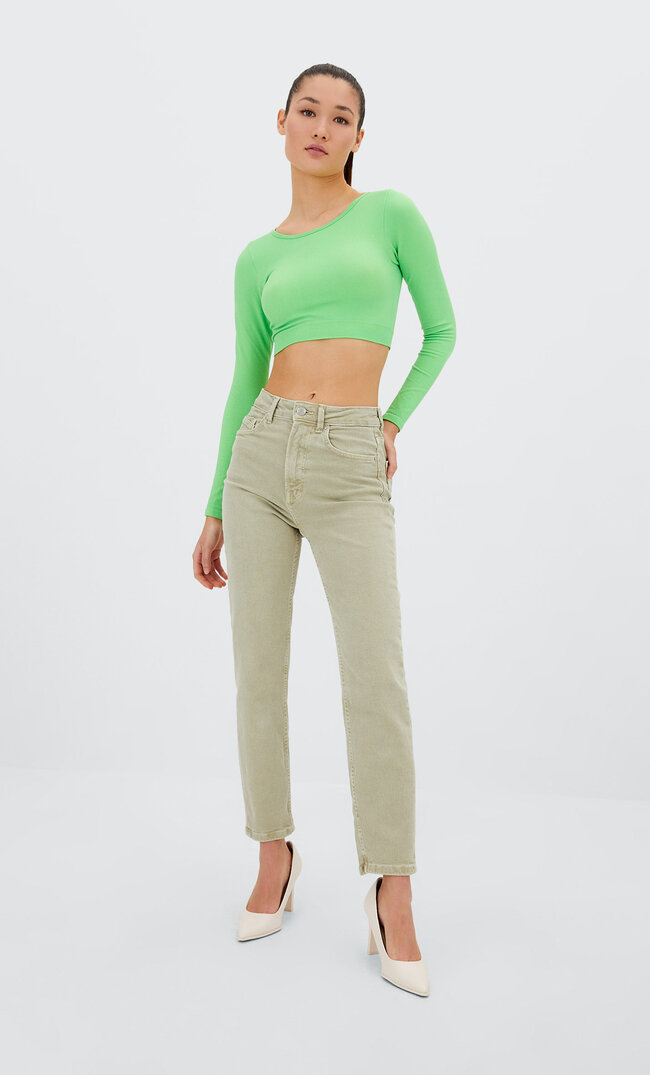 

Stradivarius Mom-Jeans Im Slim-Fit Khaki 34