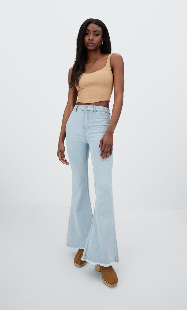 

Stradivarius Jeans-Leggins Mit Schlag Medium Light Blue Denim 38