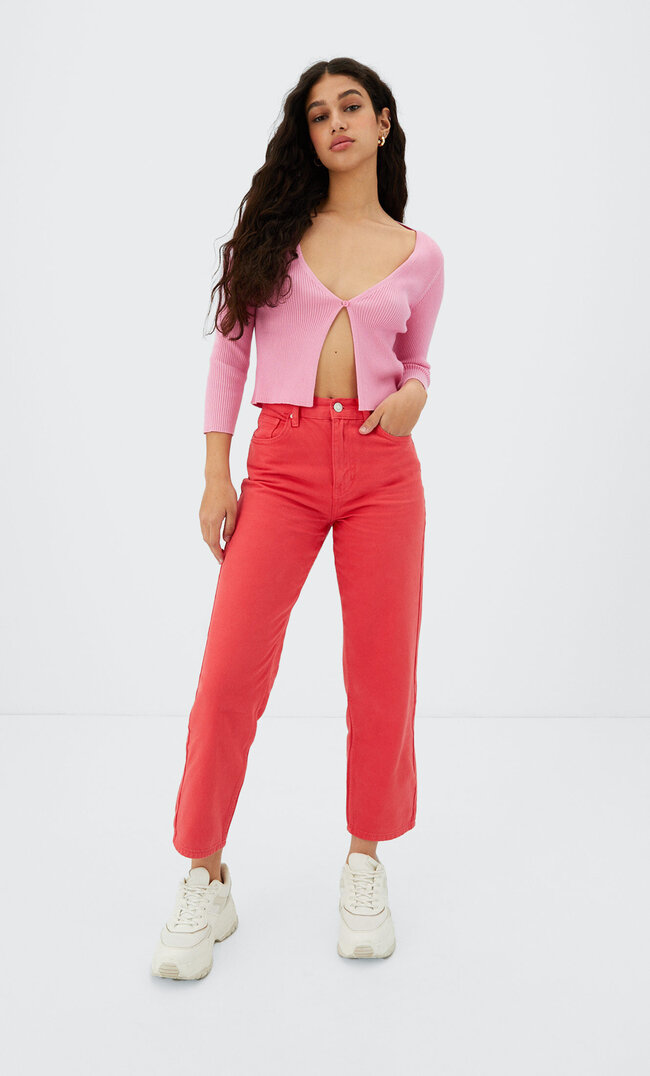 

Stradivarius Cropped-Jeans Im Straight-Fit In Verschiedenen Farben Rot 42