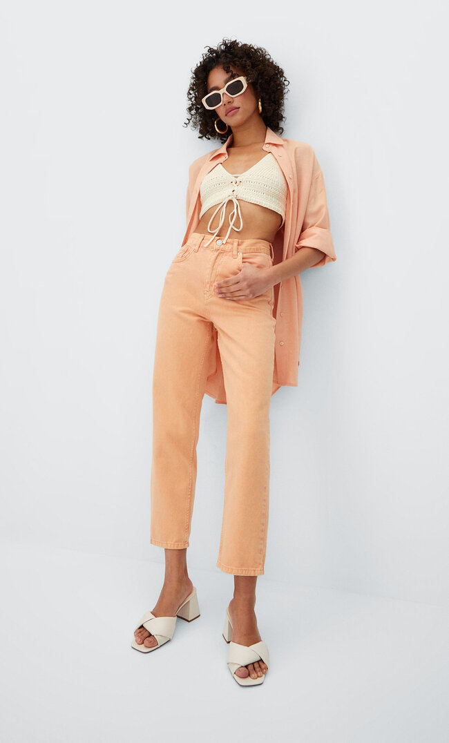 

Stradivarius Cropped-Jeans Im Straight-Fit In Verschiedenen Farben Pfirsich 36