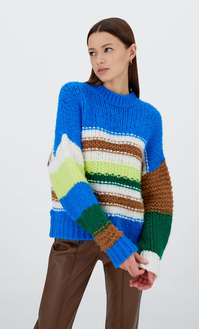 

Stradivarius Sweter Z Wypukłym Wzorem W Paski Ecru L