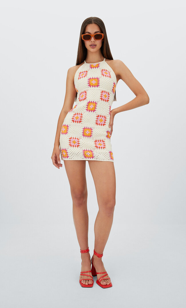 

Stradivarius Häkelkleid Mit Blumenprint Vanille S