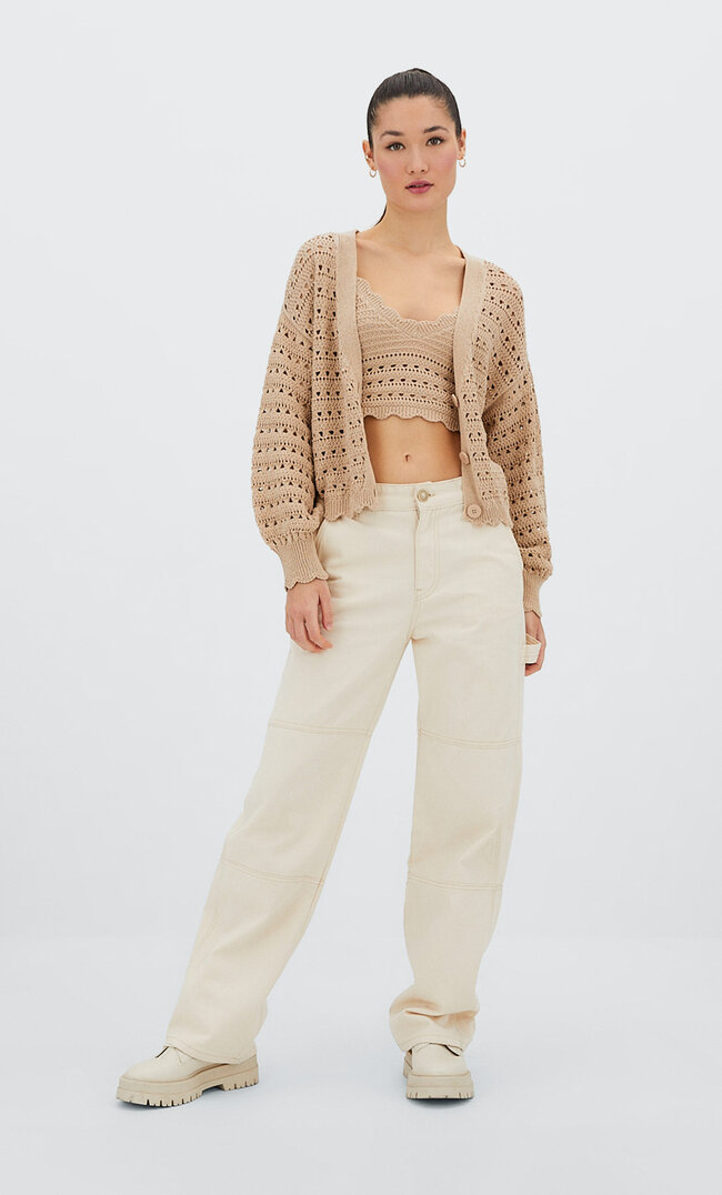 

Stradivarius Häkel-Jacke Steingrau S