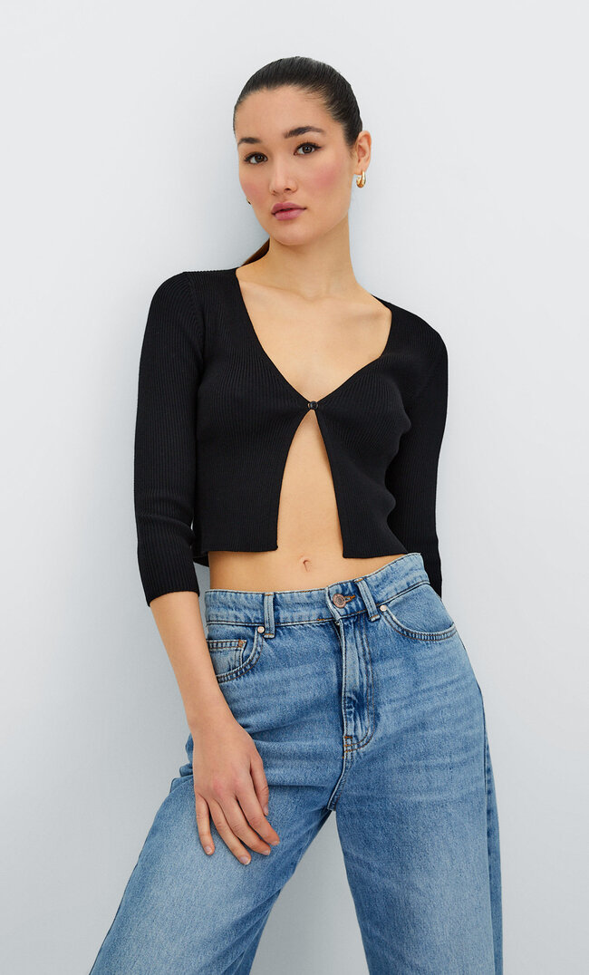 

Stradivarius Strickjacke Mit Knopf Schwarz M