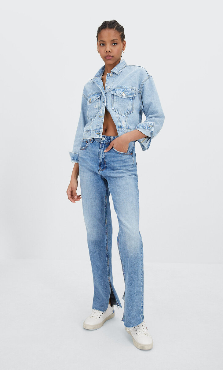 cropped jean jacket ripped