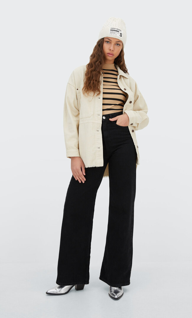 

Stradivarius Cord-Hemdjacke Steingrau Xl