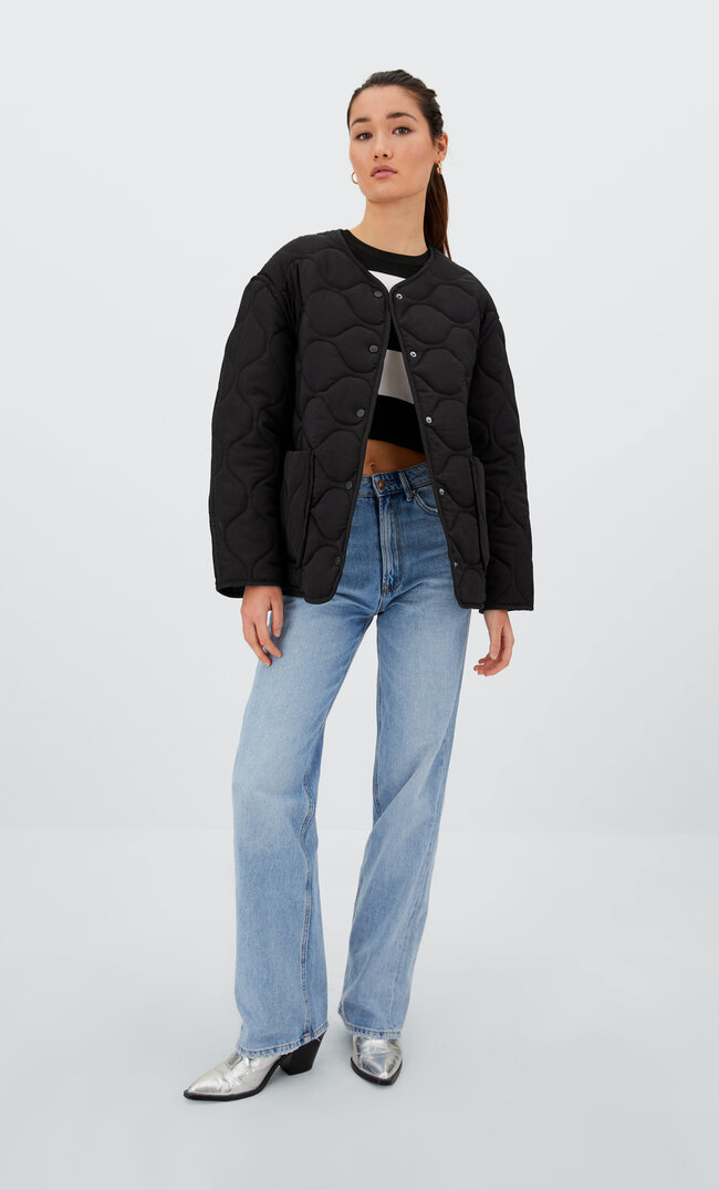 

Stradivarius Steppjacke Mit Rundhalskragen Schwarz M