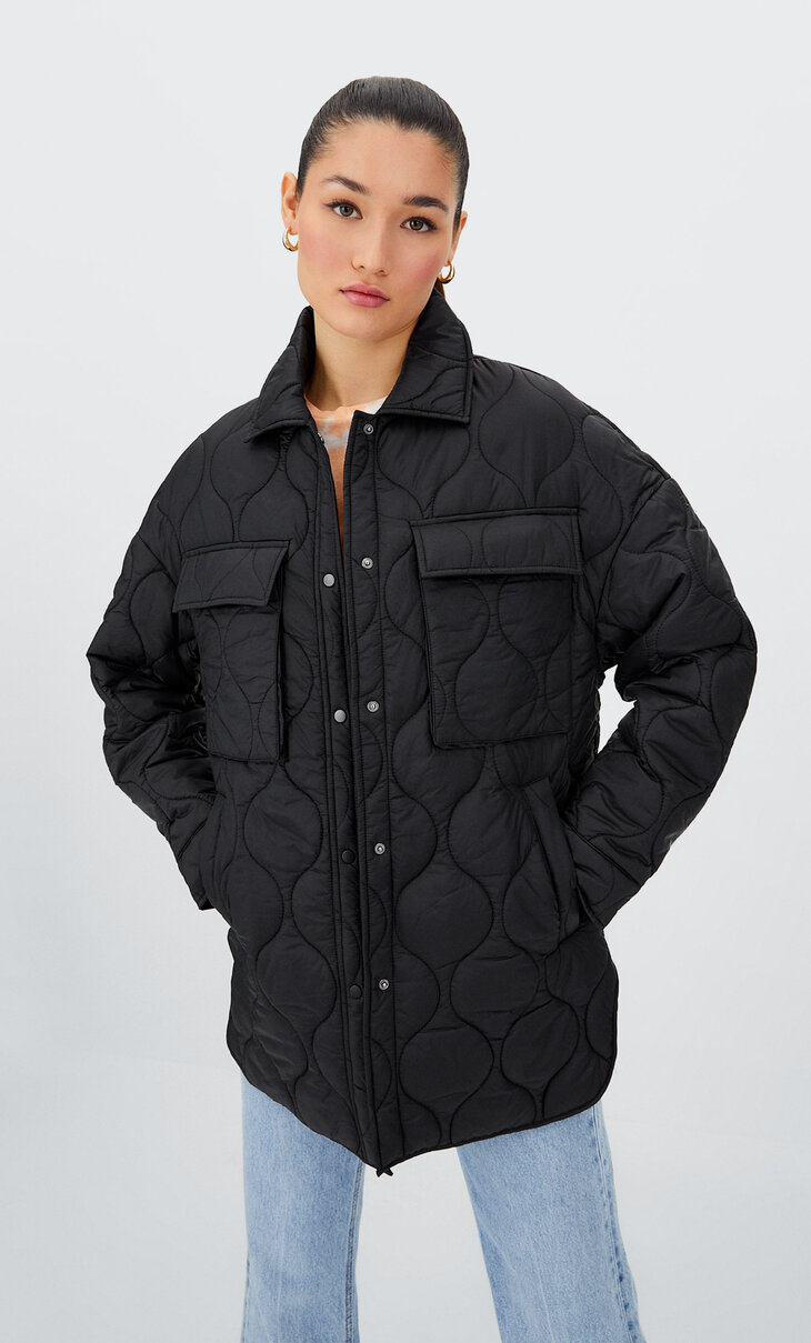 stradivarius high neck padded jacket