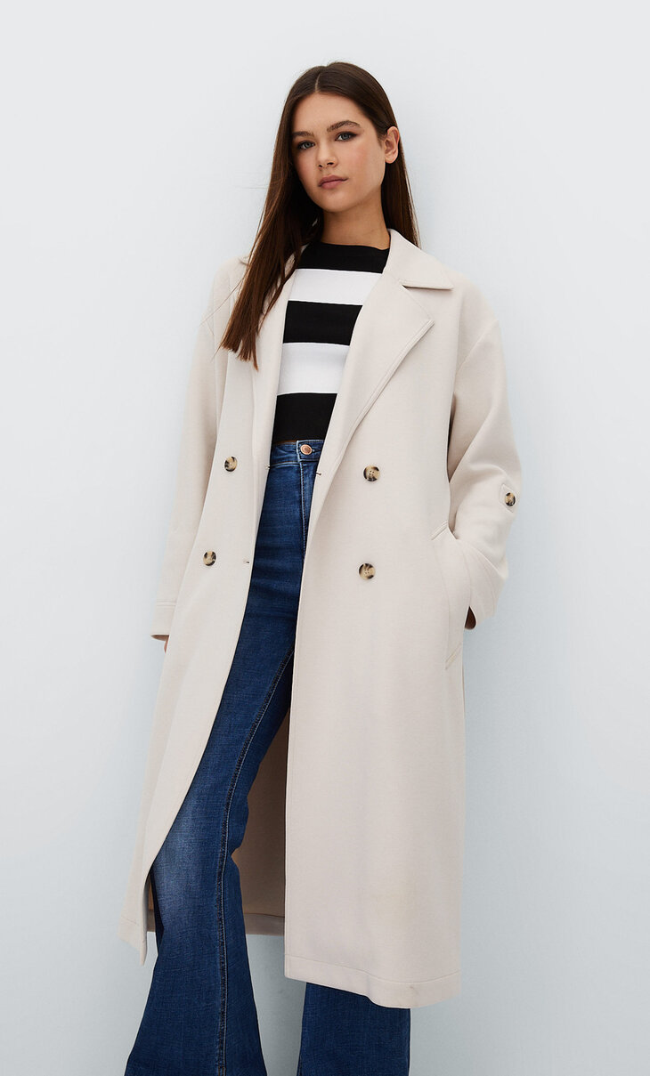 Flowing knit trench coat
